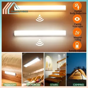 Lampu Sensor Gerak Magnetic Motion Sensor Lampu Belajar Lampu Lemari Lampu Darurat Portable Rechargeable Biru Hitam Plastik Putih