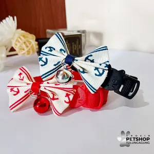 Kalung Kucing / Anjing Motif Pita Jangkar