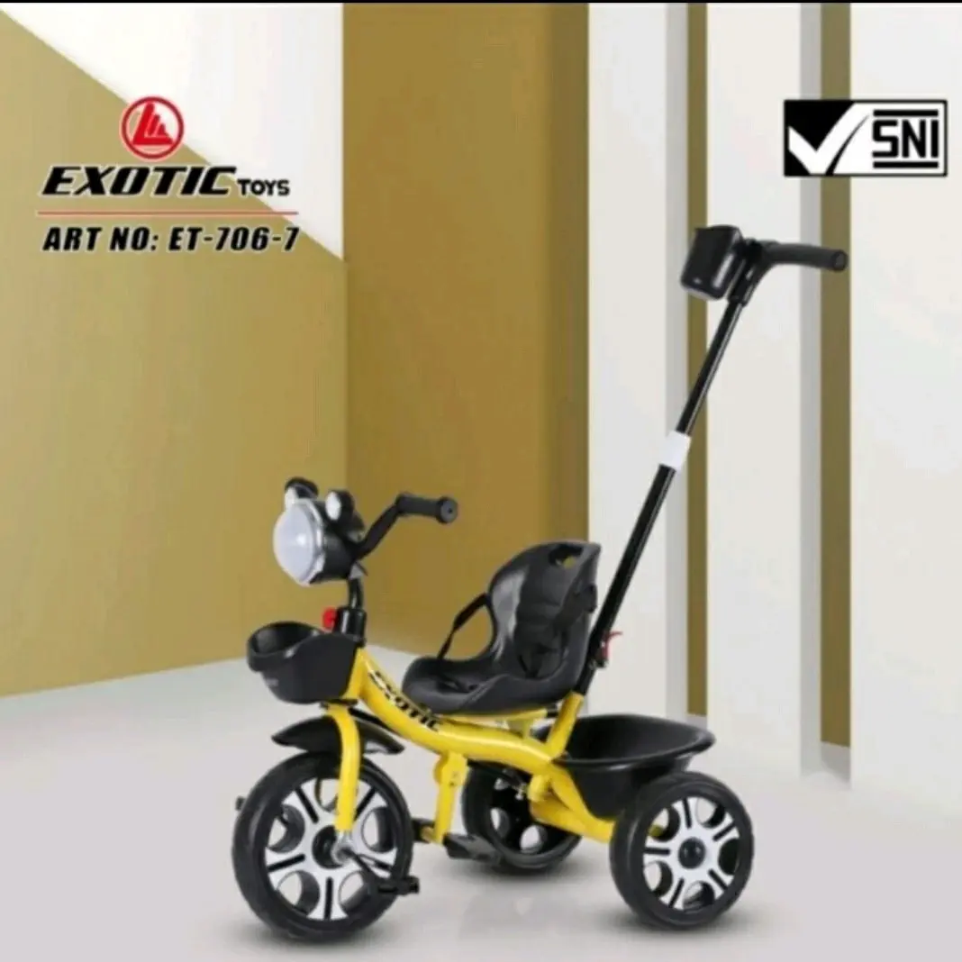 Stroller Sepeda Anak Roda Tiga Exotic ET 706-7 Tricycle Musik Lampu Dorongan