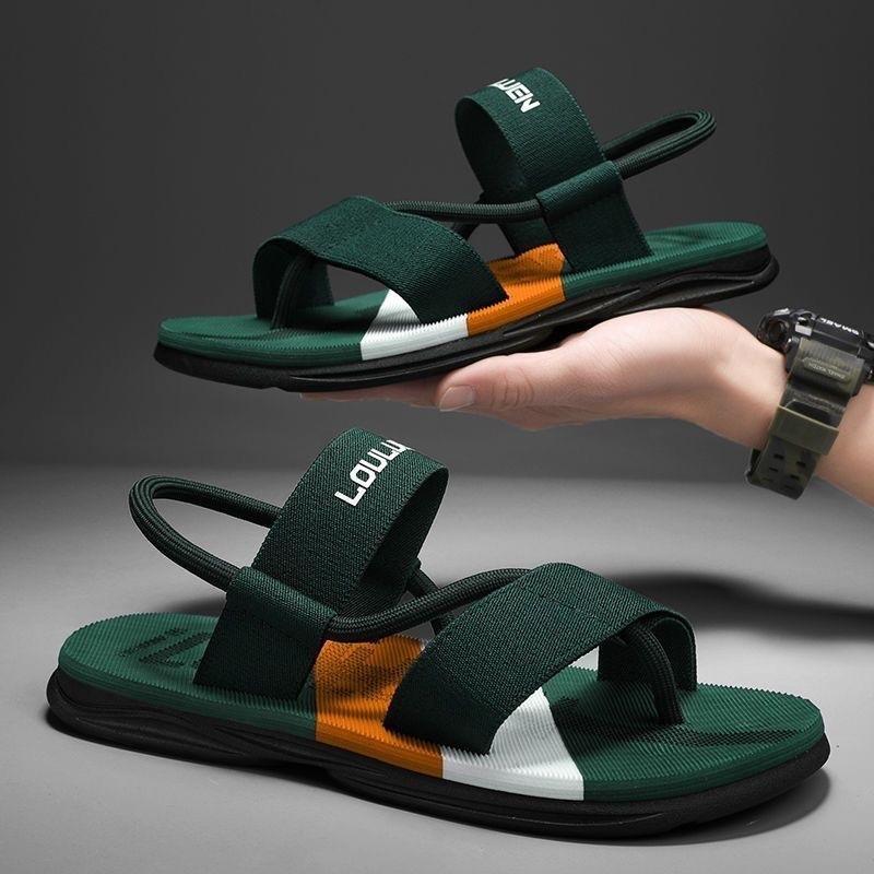 LOULUEN Dép nam quai hậu nam đế cao su êm chân chống trơn Đế Bằng sandan