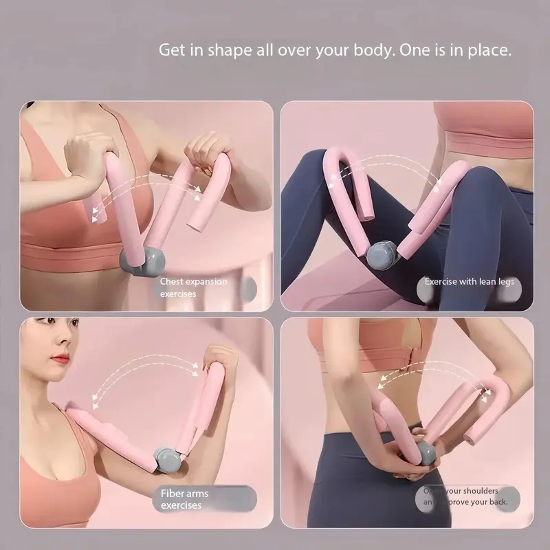 Yoga Fitness Set, 5 Counts/set Yoga Ring & Resistance Band & Foot Stretcher & Leg Beauty Clip & Guide, Suitable for Yoga, Pilates Training, Gym Training 5