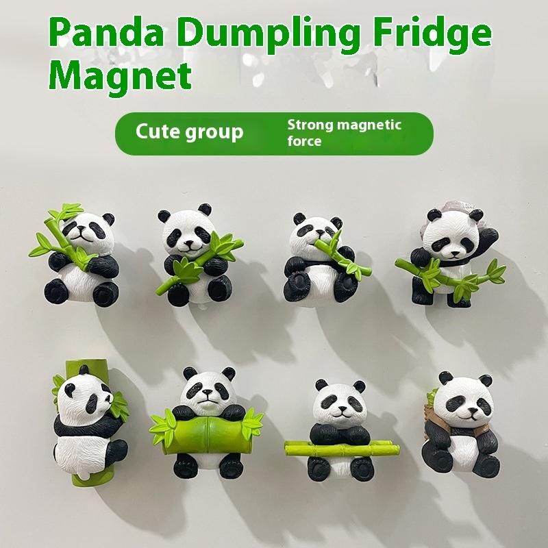 Product Introduction of Panda refrigerator magnet 8-piece set magnetic 3D stereo ice refrigerator home decoration ornaments magnet travel souvenir 0