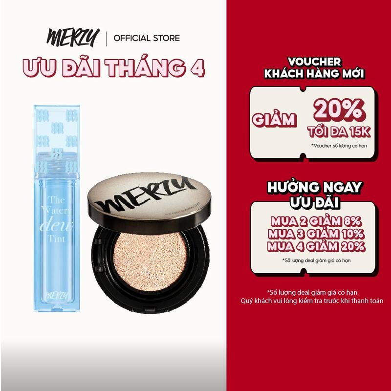 Combo Son Tint Bóng Dạng Thạch Merzy The Watery Dew Tint Ver 4 + Phấn Nước Merzy The First Cushion Cover SPF50+/PA+++ 13g Cosmetic Nữ