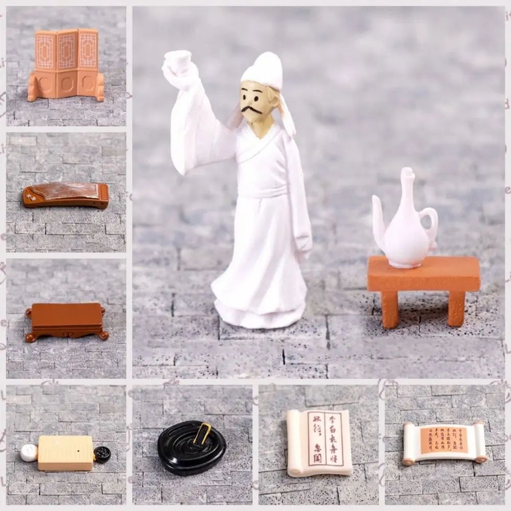Creative Ancient Style Poetry Micro Landscape Resin Mini Miniature Poet Ornaments DIY Poetry Figurine Home Desk