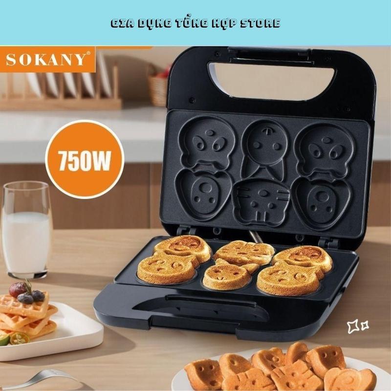  Máy làm bánh  nướng bánh Sokany SK-08005 hình thú 6 bánh công suất 750W - Bảo hàng 12 tháng 