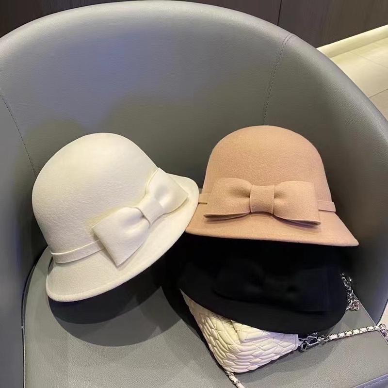 Mũ dạ tiểu thư phối nơ to cùng màu xinh xắn M2