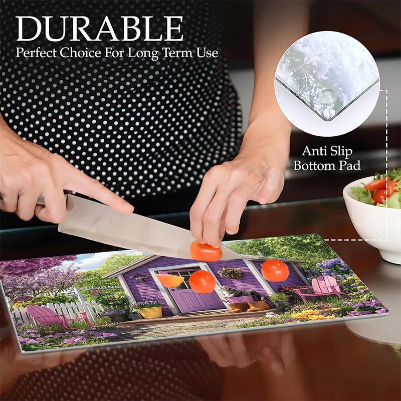 Kitchen Garden Pattern Cutting Board, Durable Non-slip Chopping Board with Handle, Heat Resistant Kitchen Decor, Kitchen Accessories 6