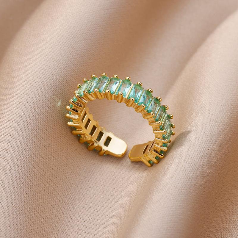 Product Introduction of 1 PCS Stainless Steel White Cat's Eye Round Open Ring Gold Color Adjustable Rings For Women Party Vacation Couple Jewelry Gift 8