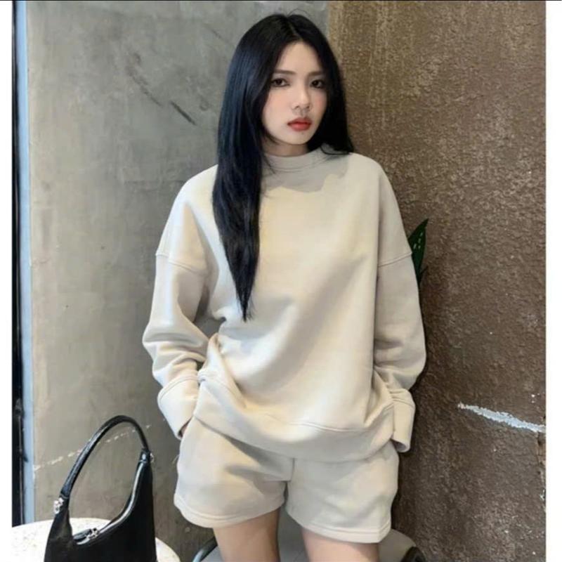 Bộ Nỉ Trơn Basic Dễ Phối Đồ Cho Chị em - Chất Nỉ Ép Hàn 2 Da Mềm Mịn - Nữ, Áo Women Top 4