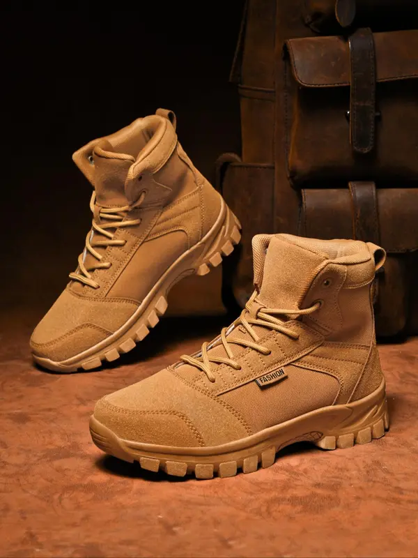 Women's Lace Up High-top Outdoor Back To School Hiking Shoes, Sporty Lightweight Anti-slip Wear-resistant Desert Land Tactical Hiking Shoes, High Top Boots, Shoes for Women 0