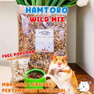 Hamtoro WILDMIX with Mealworm Bonus Popcorn Makanan Hamster 1 kg LENGKAP Protein hewani