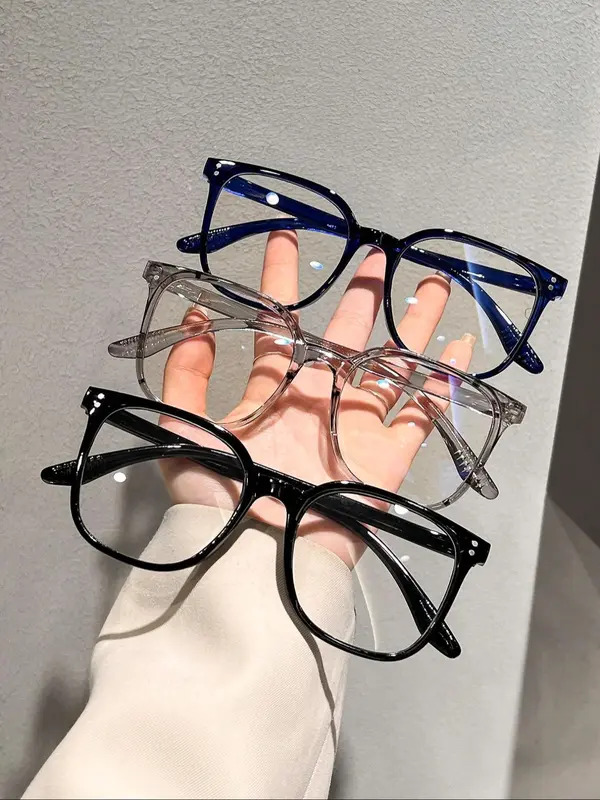Simple Square Frame Eyeglasses for Women & Men, Summer Eyeglasses for Work, Daily Clothing Decor, Student Daily Use, Girlfriend Gifts 6