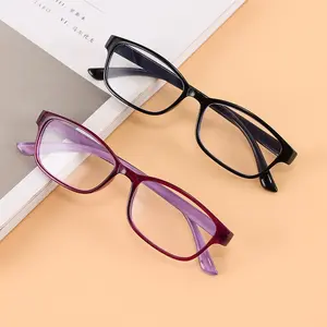 Kacamata Baca Bingkai Persegi Mode Baru Kacamata Baca Anti Patah Biru Ungu Bingkai Hitam Ungu Untuk Wajah Bulat