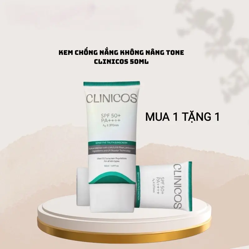 [ Mua 1 xanh tặng 1 xanh] - BỘ ĐÔI KEM CHỐNG NẮNG CLINICOS 50ml Sunscreen Chăm Sóc Da Skincare Sun Cream Nữ Women 1