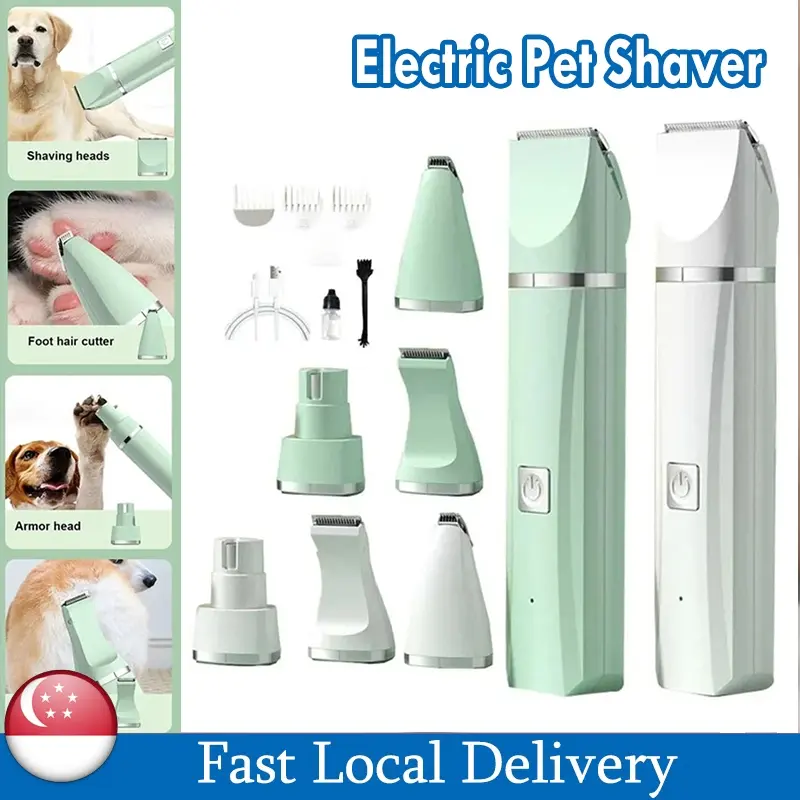4-in-1 Pet Hair Remover Electric Silent Cat Dog Shaver Pet Foot Hair Trimmer Professional Dog Grooming Clippers For Dogs