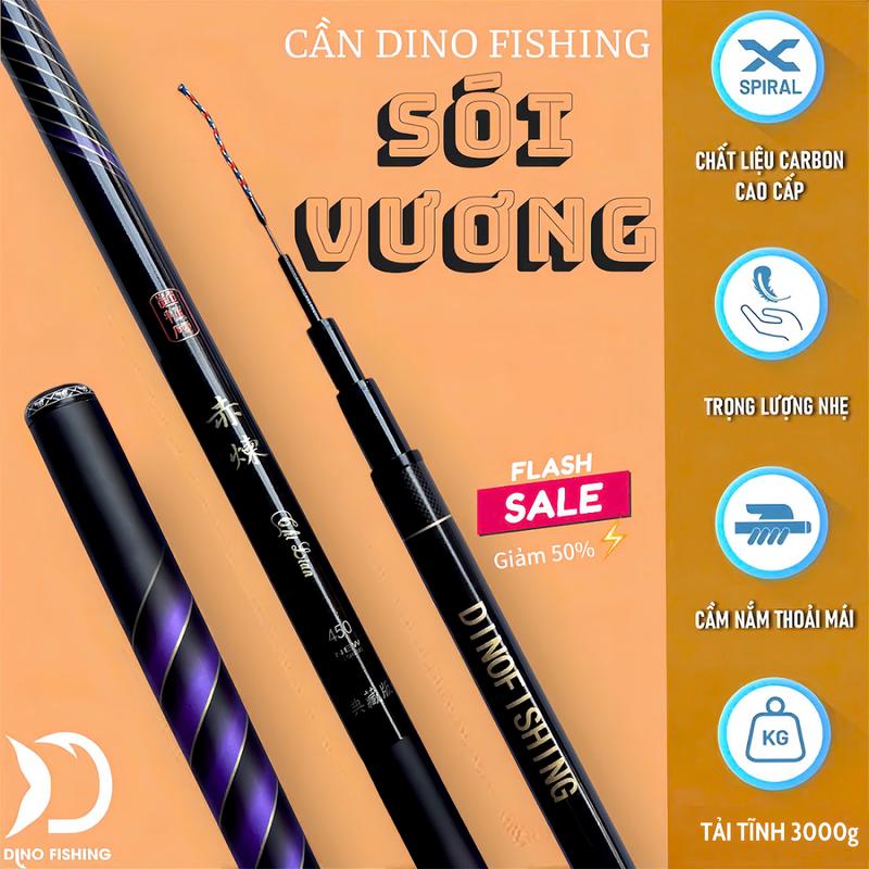 Cần Câu Tay Sói Vương 6H Chất Liệu Carbon Cao Cấp Bảo Hành 2 lóng Miễn Phí 2 Năm Dino Fishing CD-116