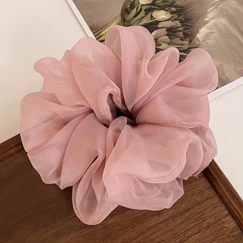 5pcs Large French Puff Chiffon Big Intestine Hair Rings 6