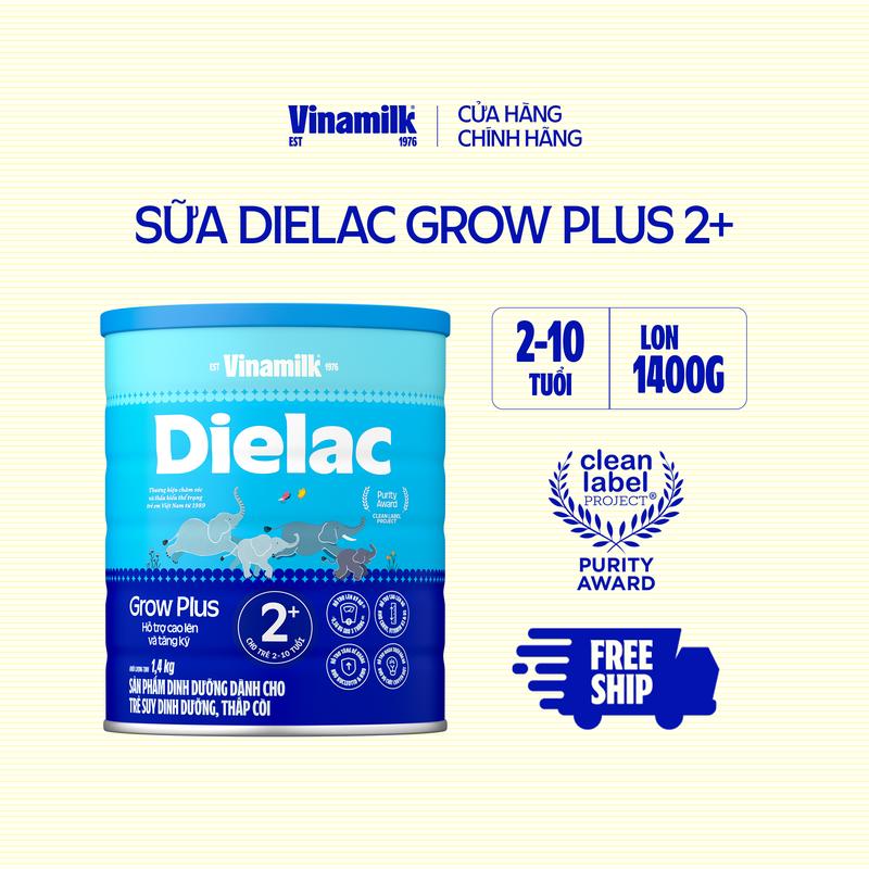 AFF Sữa Non Vinamilk Dielac Grow Plus 2+ HT 1400g Cho Bé Từ 2 - 10 Tuổi