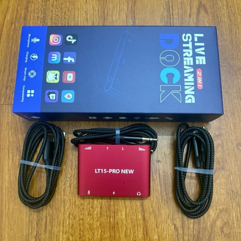 Box livestream Stereo LT15 pro new bản RED 2025 mới nhất tương thích tất cả điện thoại chân type C và ip trừ Dòng A của samsung đầy đủ dây kết nối cho điện thoại