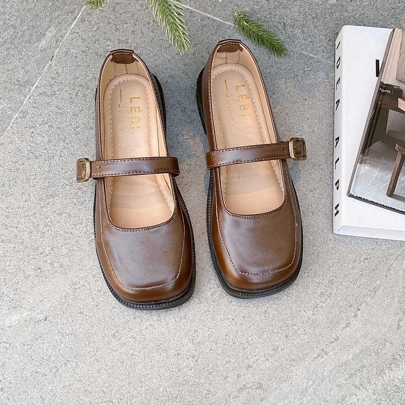 Giày búp bê mũi vuông khuy đồng (form rộng)  Shoes Nữ