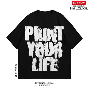 BOOMBAP American retro Style T-shirt Oversize PRINT YOUR LIFE| Kaos Wanita Hitam | Kaos pria dan wanita | Street Style 100%Cotton top