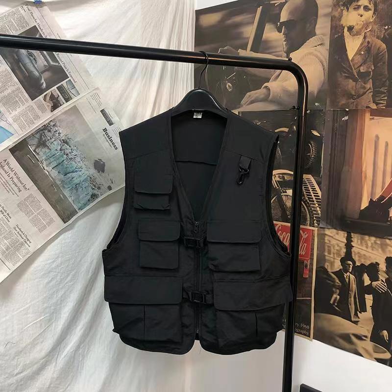 Áo Vest Chiến Thuật, Nhiều Túi, Thời Trang Trung Quốc, Dành Cho Nam Và Nữ, Phong Cách Chức Năng Tối Màu, Áo Vest Không Tay Thích Hợp Cho Bảo Hộ Lao Động Ins, Hàng Mới Về 5