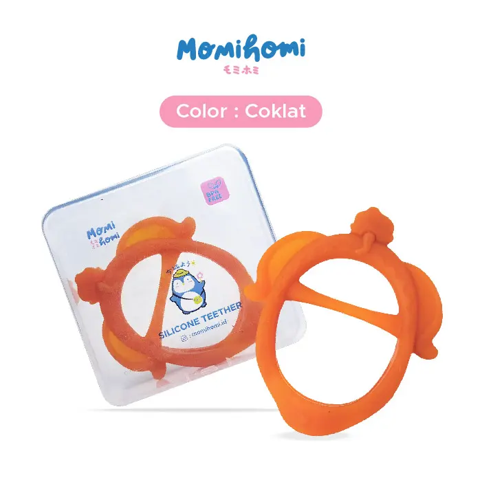 Momi Homi Teether Grab Pita Silicone Baby Elephant Silikon Empeng Gigitan Bayi Bentuk Gelang Premium case BPA FREE Biru 5