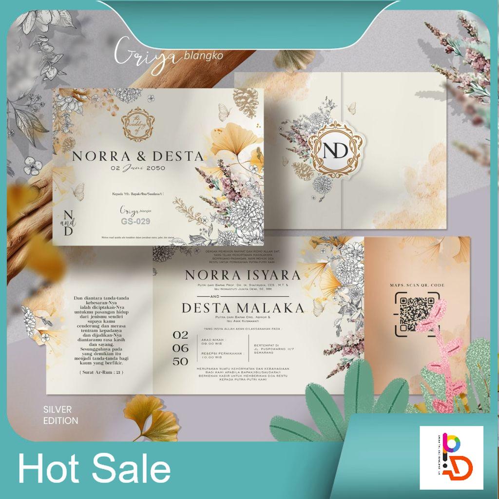 Undangan Pernikahan PROMO Terbatas GRIYA GS 029   | Paket Le Elegan Modern Paket Lengkap 100 PCS Gratis Label & Plastik - JanjiKita | Default