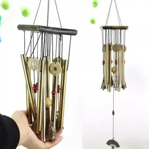 Lonceng Angin Logam Anti Karat Bentuk Koin Perunggu Wind Chime Feng Shui untuk Dekorasi Rumah dan Hiasan Kamar Keberuntungan Genta Angin Perunggu untuk Suasana Tenang dan Harmonis