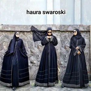Abaya Hitam Turkey Gamis Dress Arab Saudi Turki India Dubai Haura Swaroski