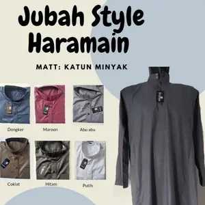 COD JUBAH STYLE AL HARAMAIN HAMADA POLOS BAHAN KATUN MINYAK REMAJA DEWASA Kancing Muslim Panjang Pria