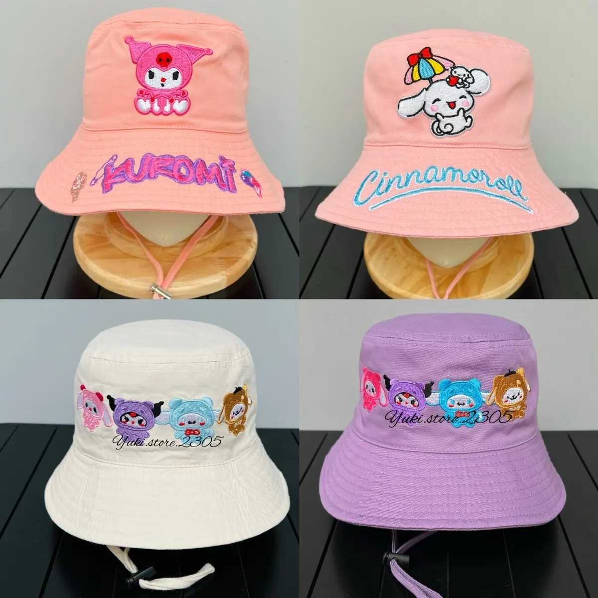 [5-15tuổi] VĐ 54-56cm/Nón Bo Thêu Melody, Kuromi, PomPom và Cinnamoroll đáng yêu cho bé