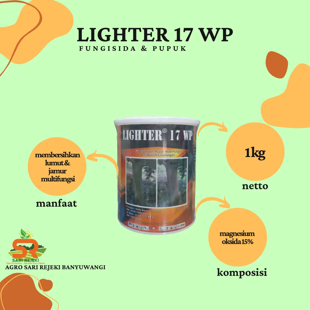 LIGHTER 17WP 1KG FUNGISIDA  PENGENDALI PEMBERSIH LUMUT JAMUR PADA BATANG DAN RANTINGTANAMAN JERUK Buah Merah