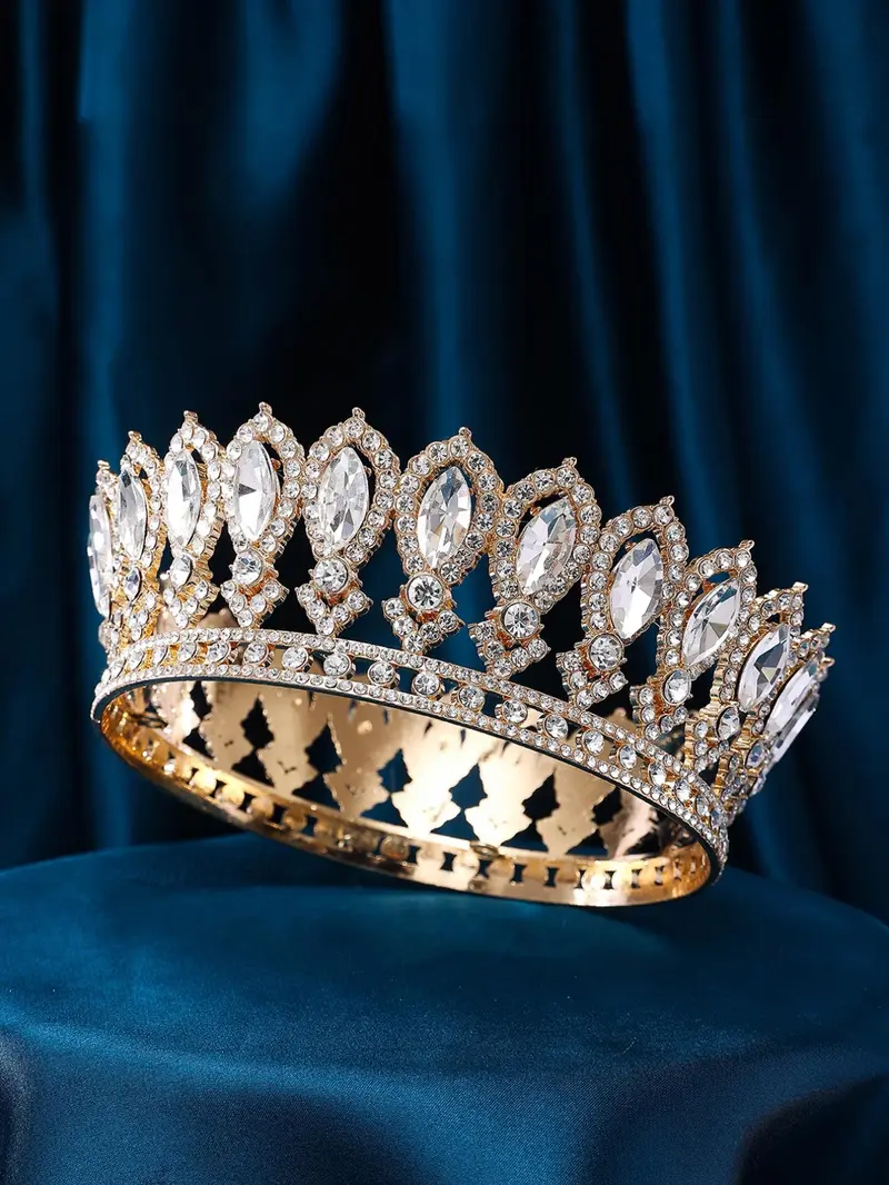 Product Introduction of Rhinestone Decorated Crown Tiara for Wedding, Bridal Party Favor, Elegant Bridal Headwear for Wedding Bridal Party Formal Occasions 3