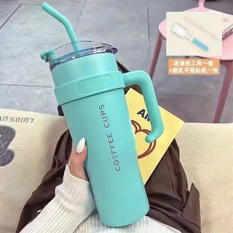 Cốc ly giữ nhiệt inox BNT Official BLACKPINK màu hồng và đen 1200ml kèm ống hút 2