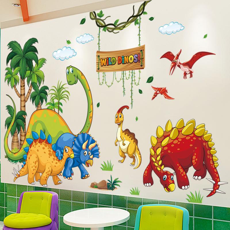 Decal trang trí hình công viên khủng long dán phòng bé - Giấy dán tường trang trí nhà cửa hoạt hình
