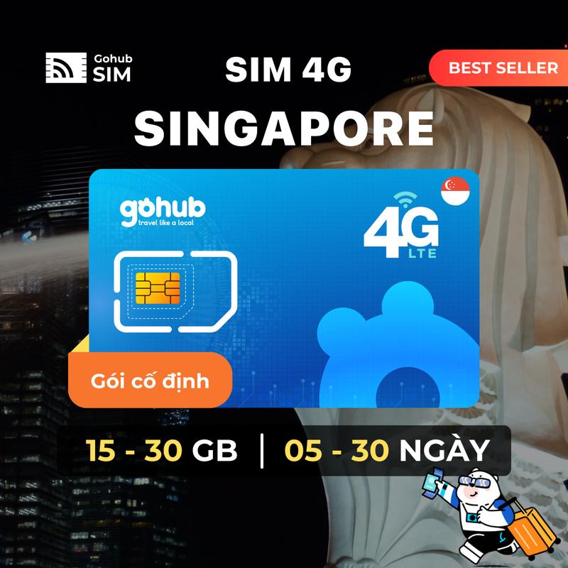 [GOHUB] SIM 4G du lịch Singapore - Gói cố định (15 - 30 ngày) - Tặng kèm que chọc SIM