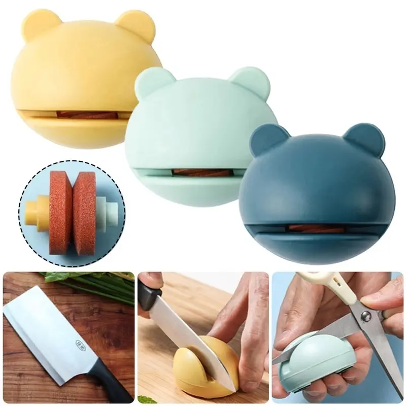 1PC Mini Cute Frog Head Shape Knife Sharpener Portable Scissors Chef Fruit Knives Sharpening Tool