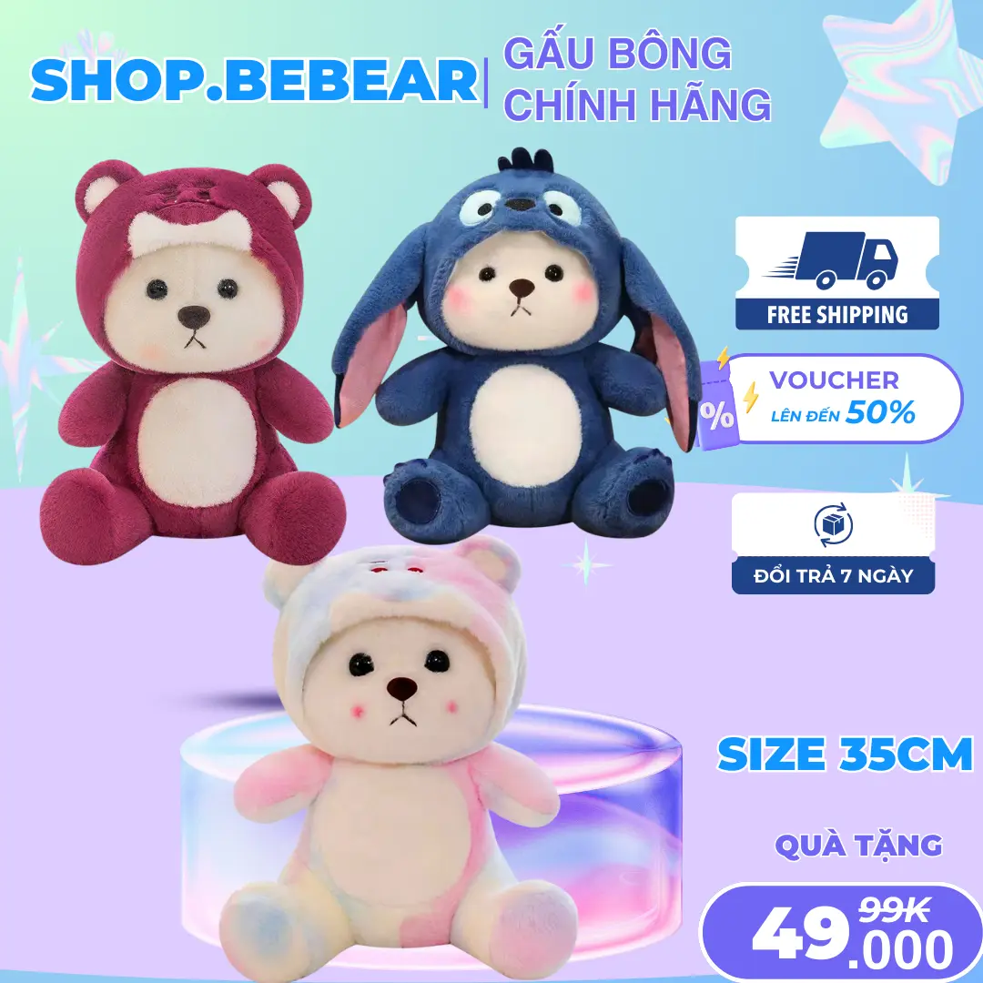 Gấu Bông Lena Cosplay Stitch Xanh 35cm Siêu Đáng Yêu gaubongcute cute dâu thỏ 7 màu