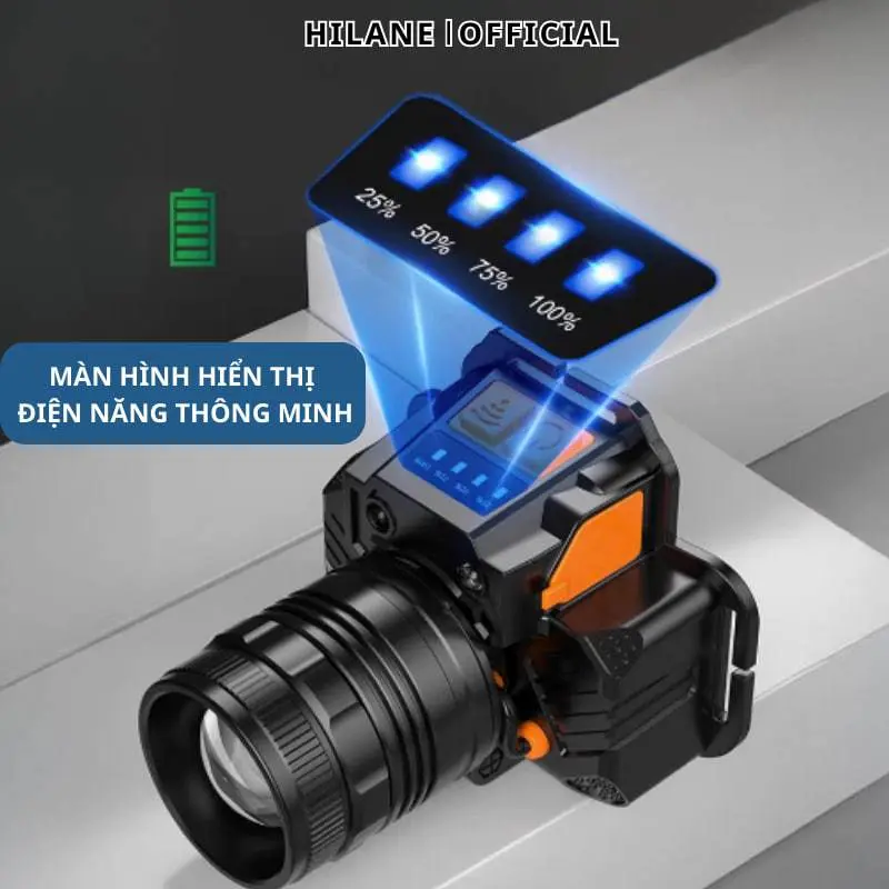 Đèn Pin Đội Đầu Hilane Vỏ Kim Loại Siêu Đẹp Kèm Dây Sạc 3