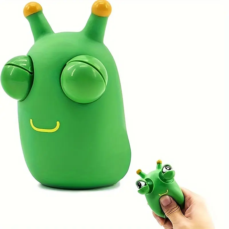 2pc Squishy Grass Worm Pinch Toy - Novelty Eye Popping Vegetable Bug Anti Stress Toy for Kids and Adults - Fun Gift Idea and Cool Gadget