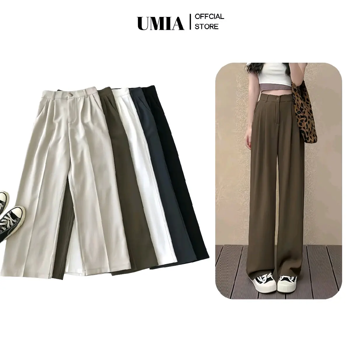 Quần Suông Nữ Women Culottes Pants Cho Nàng,Dài 96cm Ống 25cm Tôn Dáng Che Khuyết Điểm Đen Navy (Tặng Đai)