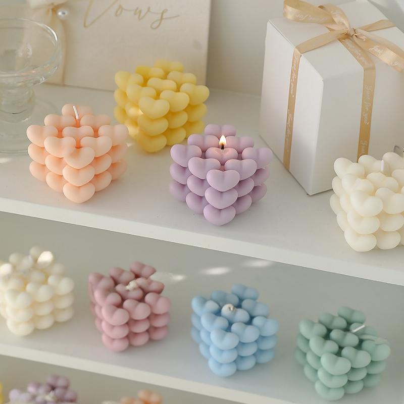 Product Introduction of 1 piece Love Candle Gift, Heart Handmade Magic Cube Aromatherapy Tanabata Gift, Companion Gift, Birthday Candle, Home Decor, Room Decor, weddings Decor, Tabletop Decor, Aromatherapy Gift 2