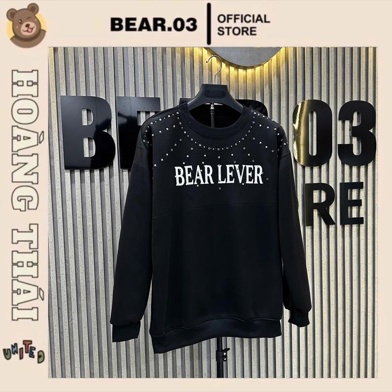 ÁO SWT BEARLEVER ĐÍNH ĐÁ CHẤT NỈ DÀY DẶN NAM NỮ ĐỀU MẶC ĐƯỢC Menswear