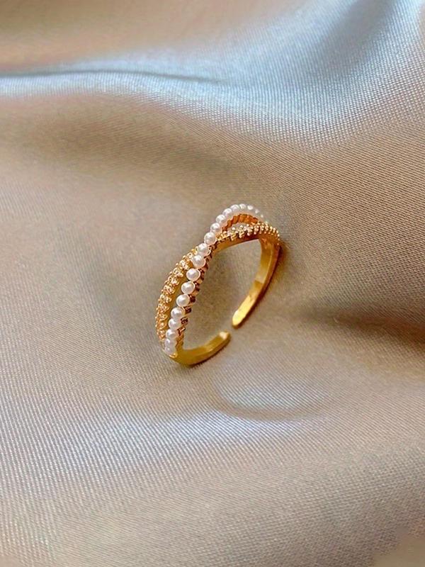 Women's Elegant Criss Cross Design Ring, Exquisite Trendy Ring, Fashionable Jewelry for Women As Gift for Daily & Party Decoration 6