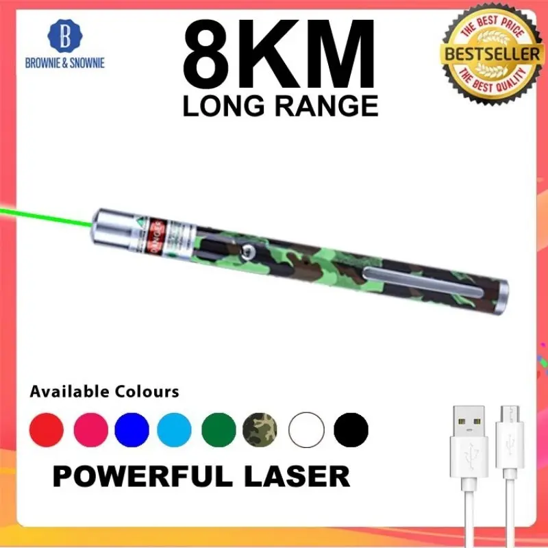 Con trỏ Laser màu xanh lá cây, Có Thể Sạc Lại USB, Phạm Vi xa 8 km, Rất mạnh mẽ 5
