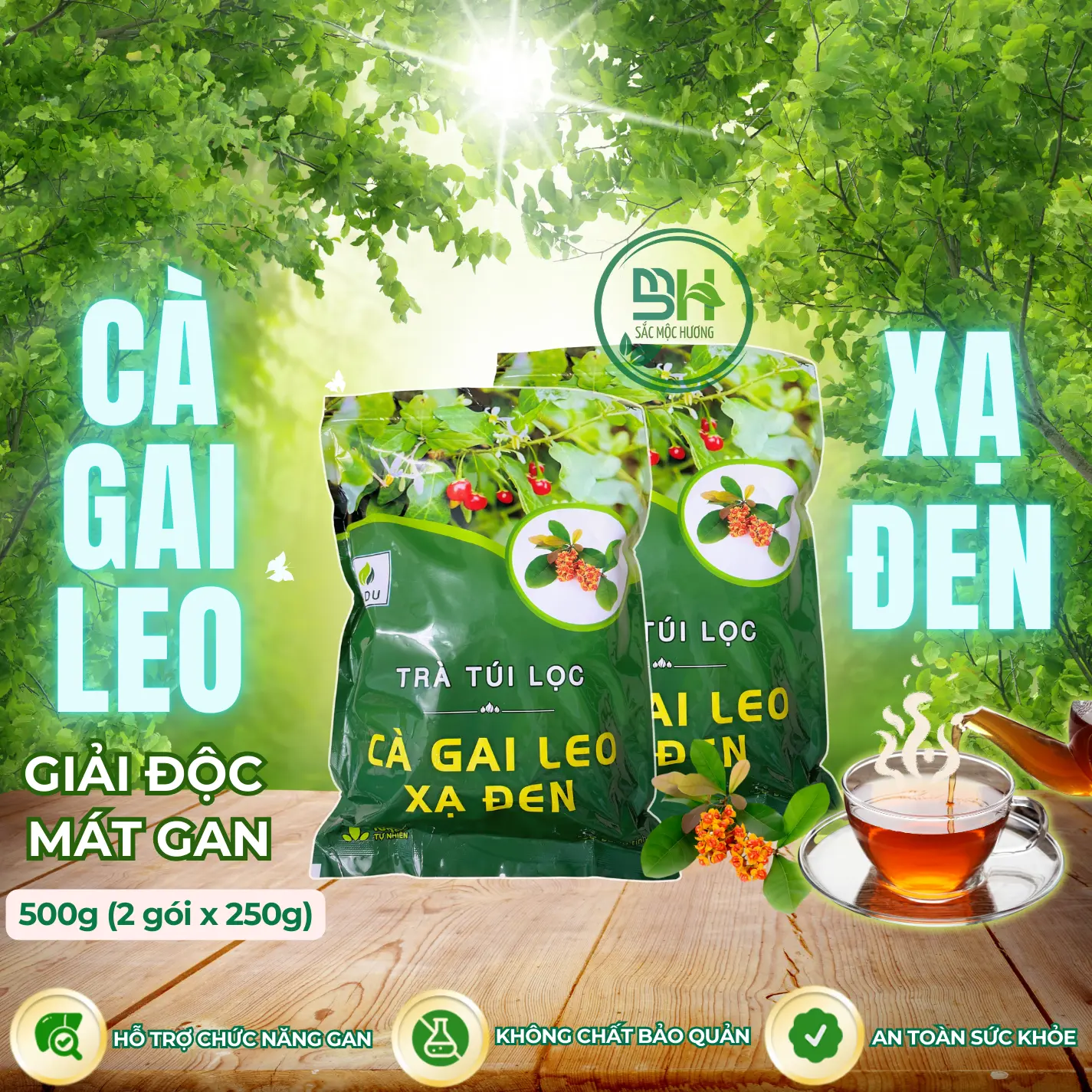 Trà Cà Gai Leo XẠ ĐEN SADU 500g (100 Túi Lọc) Hỗ Trợ Thanh Nhiệt Giải Độc Mát Gan - Sản phẩm Nước Trà mới Chè Tea ca gai càgaileo Không Chua