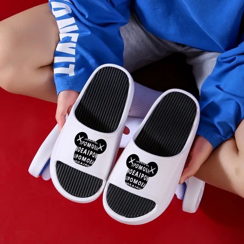 Dép độn đế Trắng Đen 5cm quai ngang Unisex tăng chiều cao 3