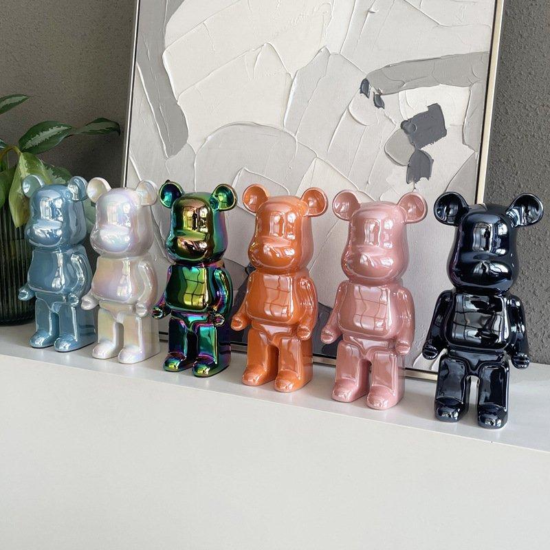 28cm Bụng Phệ Gấu Bearbrick Ống Heo Tiết Kiệm Gấu Mô Hình Decor Nhà Cửa Gấu Bụng Phệ Gốm Sứ