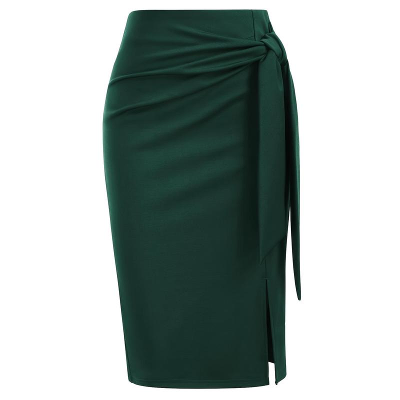 Elegant Solid Buckle Slit High Waist Pencil Solid Color Bottoms(5 Colors) Elegant Solid Buckle Slit High Waist Pencil Solid Color Bottoms(5 Colors)